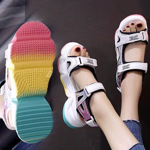 

women's fashion summer platform slope heel sandals ankle strap espadrilles sandalias femininas, Black