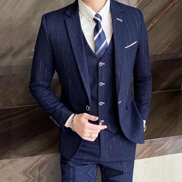 

men's suits & blazers 3 pÃ§s conjunto blazers jaqueta calÃ§as colete/ moda masculina casual boutique negÃ³cio listrado noivo casamento ter, White;black
