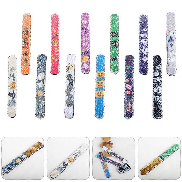

party favor 12pcs kids novelty slap bracelets creative sequins wrap wristband props