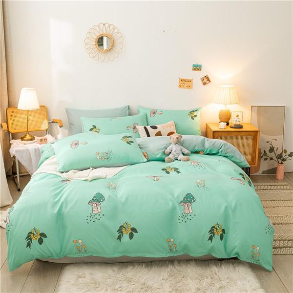 

bedding sets winter green duvet cover pillowcases 4pcs mushroom quilt twin full single king christmas bedclothes
