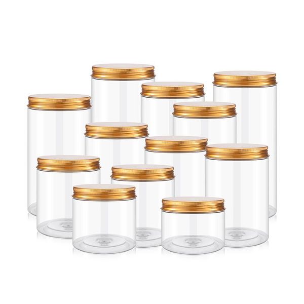 

5pcs transparent bottle with lid grade pet plastic to store preserves flowers tea nuts kitchen storage tanks bottles & jars