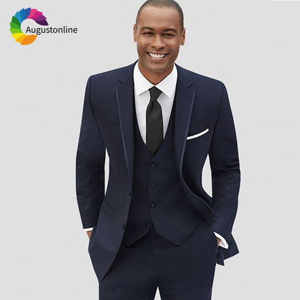 

men's suits & blazers slim fit navy blue men for wedding groom tuxedos business prom wear 3piece jacket+pants+vest man blazer, White;black