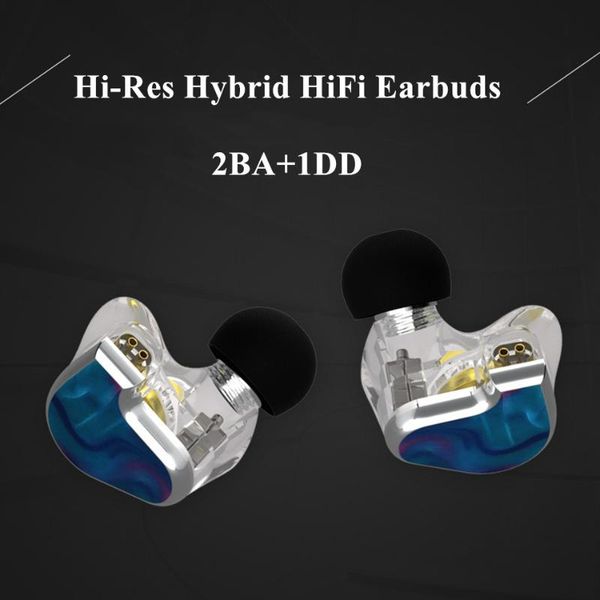 

hi-res hifi earphone 2ba+1dd hybrid earbuds 2pin 0.78mm powerful bass stereo phone headset noise cancelling headphones iem & earphones
