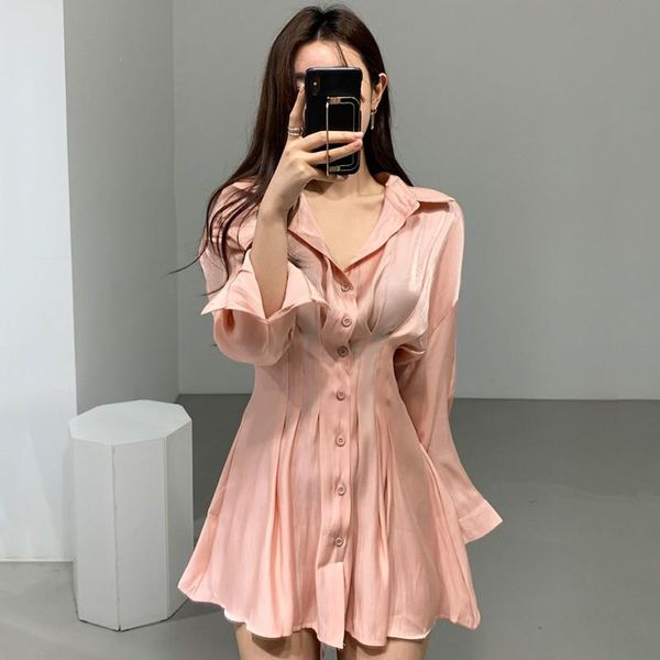 

casual dresses cmaz summer shirt dress for women fashion single breasted mini long sleeve a line party vintage female vestidos, Black;gray
