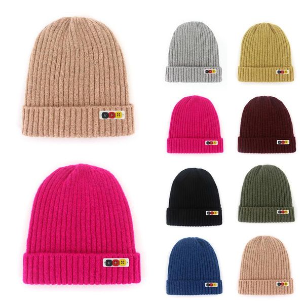 

beanies fashion buttons knit beanie hat for male girls boys outdoor winter autumn gorros casual hip-hop bonnets