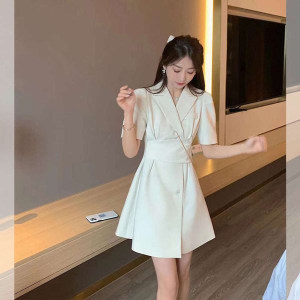 

design sense short sleeve v-neck dress women's spring pure color show thin french style gathered waist, Black;gray