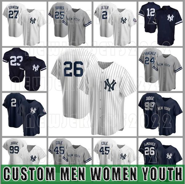 

new aaron judge york custom yankees jersey 2 derek jeter mens gerrit cole baseball babe ruth women gleyber torres youth retro mariano rivera, Blue;black