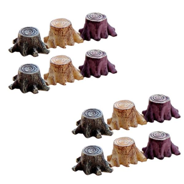 

pillow 12pcs bonsai mini tree stump ornament root figurine statue (random color)
