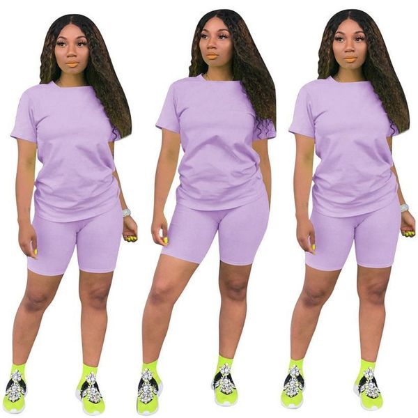 

women s clothing two piece summer outfits 2 piece set tracksuits solid color t shirts shorts jogging sweatsuit plus size clothingmag8, White