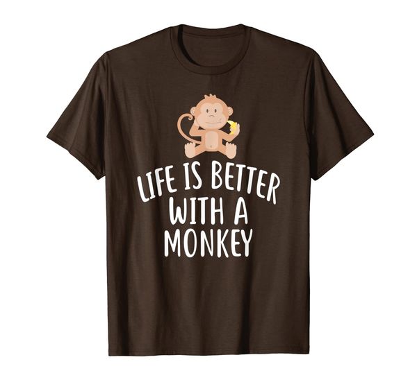 

life is better with a monkey t-shirt funny monkeys tee, White;black