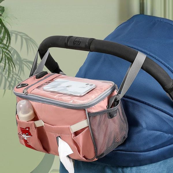 

diaper bags cartoon born baby carriage saddlebag multi-function large capacity storage bag portable external multiple pockets