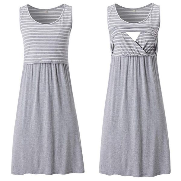

maternity dresses women pregnant stripe tunic breastfeeding summer dress, White