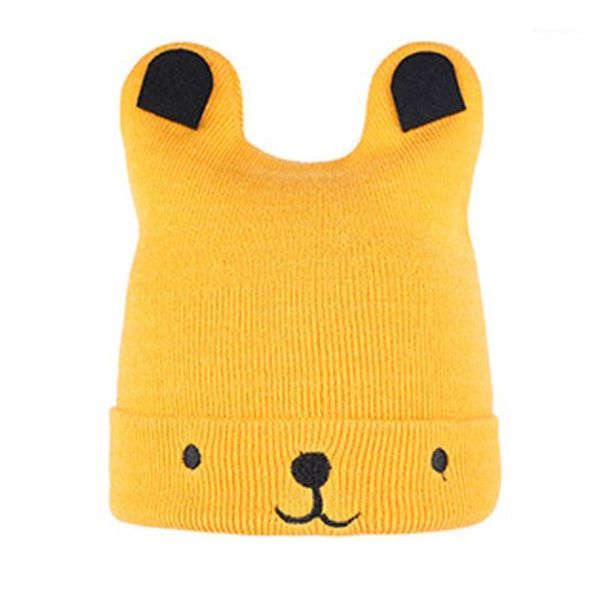 

caps & hats born baby knitted hat winter warm bear cartoon children's wool cap soft knit baby's1, Yellow