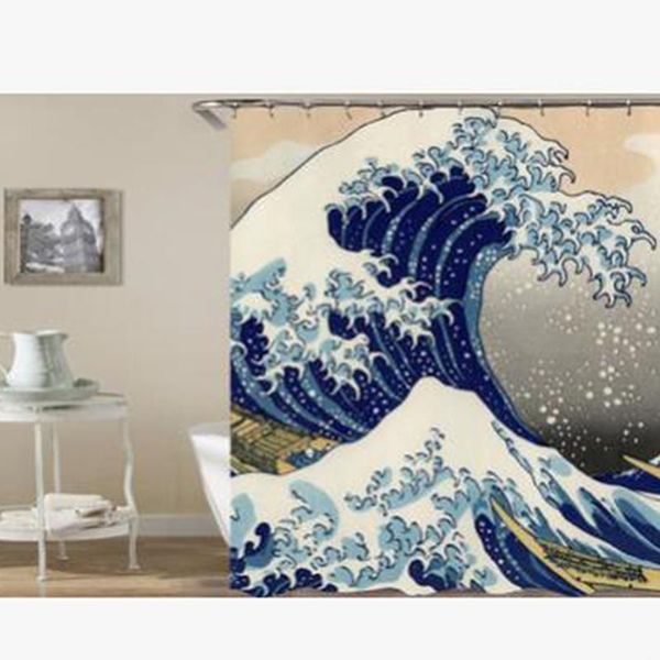 

digital colorful giant wave printing waterproof shower curtain thickened mildew polyester bathroom accessories curtains