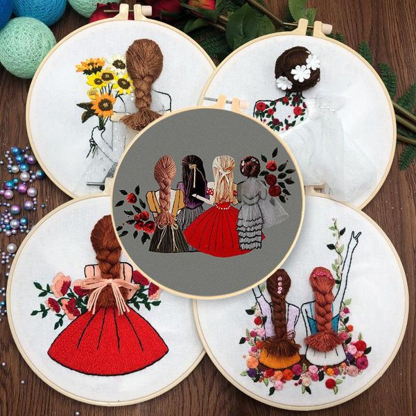 

other arts and crafts diy embroidery cute girls handwork needlework for beginner cross stitch kit ribbon painting hoop home decoration