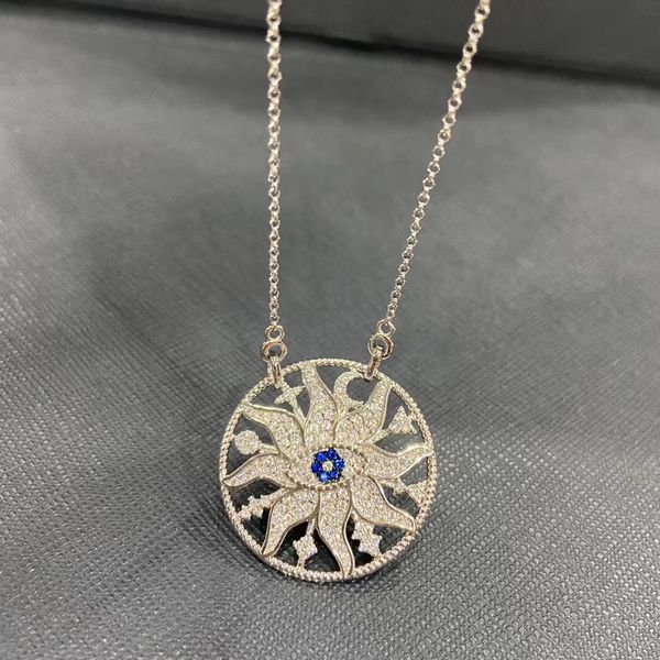 

2021 fashion evil eye necklace silver color sun flower pendant chain micro zirconia stones punk symbole series women jewelry