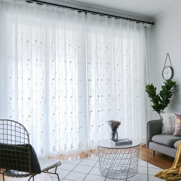 

hollow out flower shape white tulle curtains for living room bedroom modern sheer voile decorative window treatment curtain & drapes