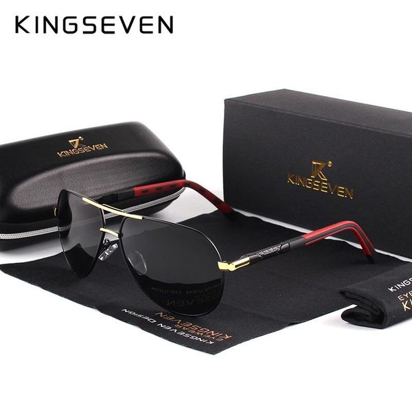 

sunglasses kingseven men vintage aluminum polarized classic brand sun glasses coating lens driving eyewear for men/women, White;black
