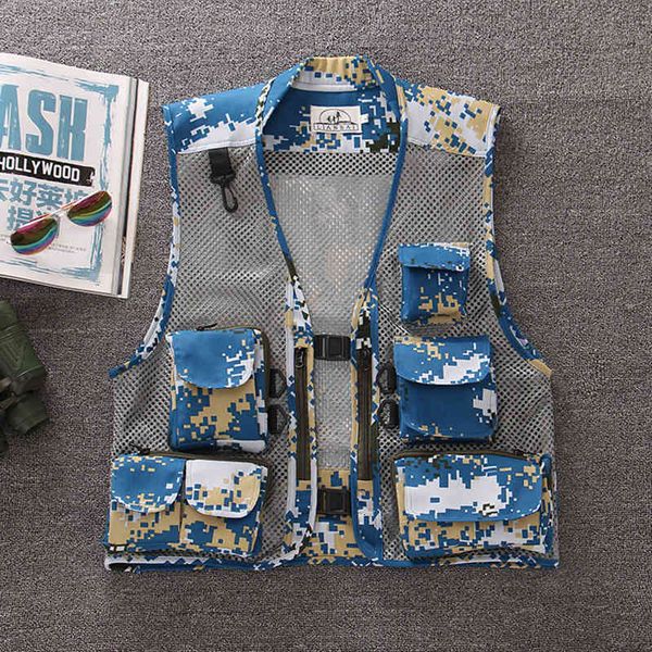

men's vests fashion-summer outdoor men camouflage mesh pography multi-pocket portable breathable quick dry light fishing casacos y, Black;white