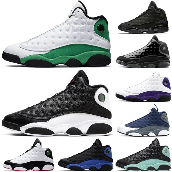 

new fashion jumpman 13s basketball shoes mens black cat court purple flint hyper royal island green cap and gown he got game sneakers traine