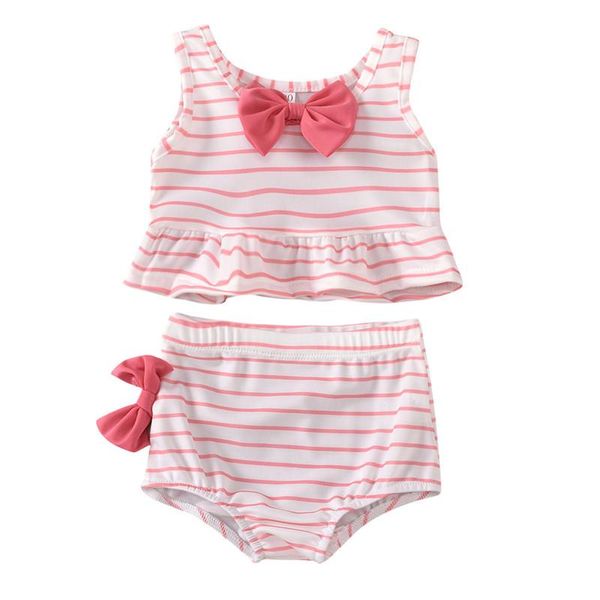 

one-pieces born baby infant striped bow t-shirt briefs set outfit casual loungewear toddler swimwear, Black