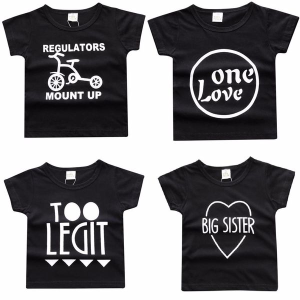 Yaz Siyah Erkek Bebek T-Shirt Bebek Tees Gömlek Mektup Baskı Kısa Kollu Yürüyor Bebek Giysileri T Gömlek Çocuk Kıyafetleri 210413