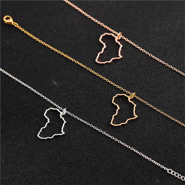 

pendant necklaces africa map necklace for women hollow gold silver color motherland collar clavicle chain lady girl