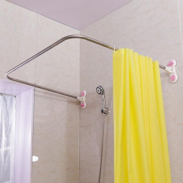 

curved corner shower curtain rod u shaped suction cups bathroom rail pole track 38.5'' x 40'' curtains