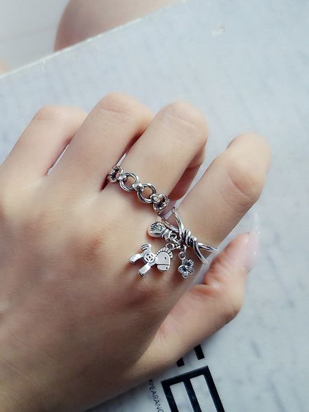 

immediately rich flower s925 sterling silver opening flower ring temperament personality fortune bag index finger ring