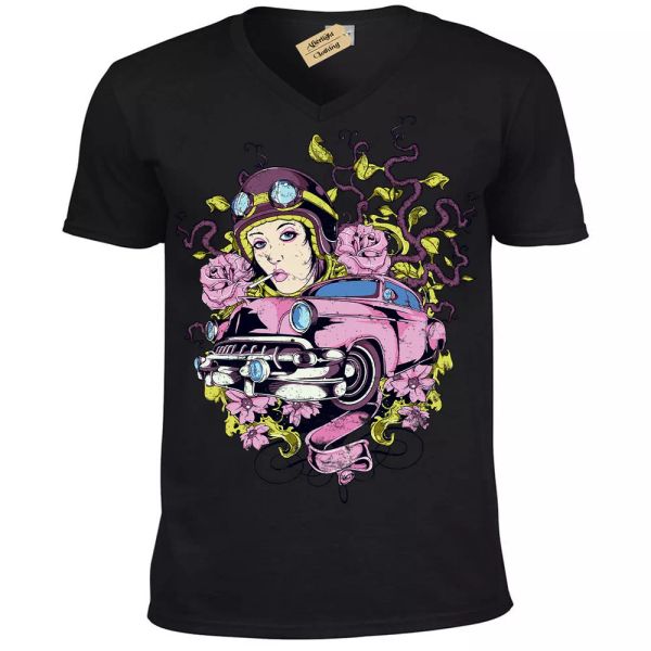 

penÃ©lope camiseta pit shombre cuello en v, White;black