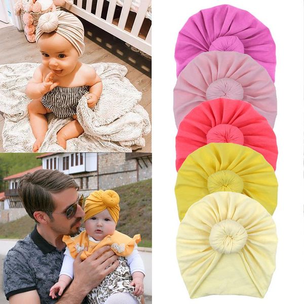 

solid color baby hat cute donuts knot girls turban born soft infant toddler kids cap headwrap beanies caps & hats, Yellow