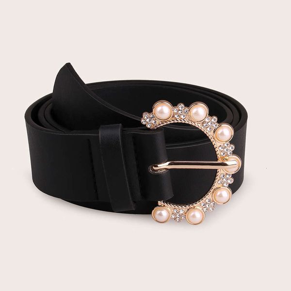 

belt korean fashion pearl women's belt, Black;brown