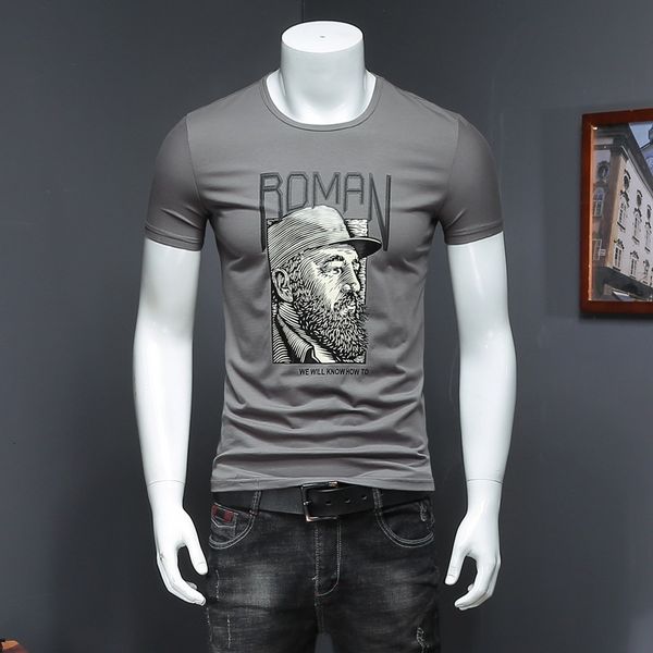 

t shirt 2021 men's summer short sleeve with round neck and half printed, White;black
