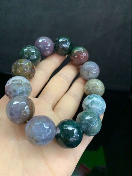

indian agate cut face bracelet for men and women, Black