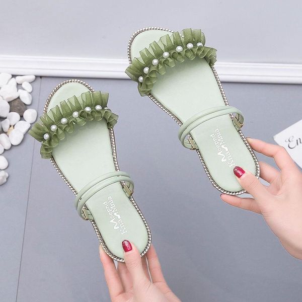 

sandals green women flat spring and summer style female casual fairy shoes, Black