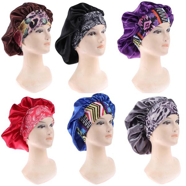 

shower caps women sleep cap night beauty salon bonnet satin cover hair silk head hat cosmetic dress sleeping