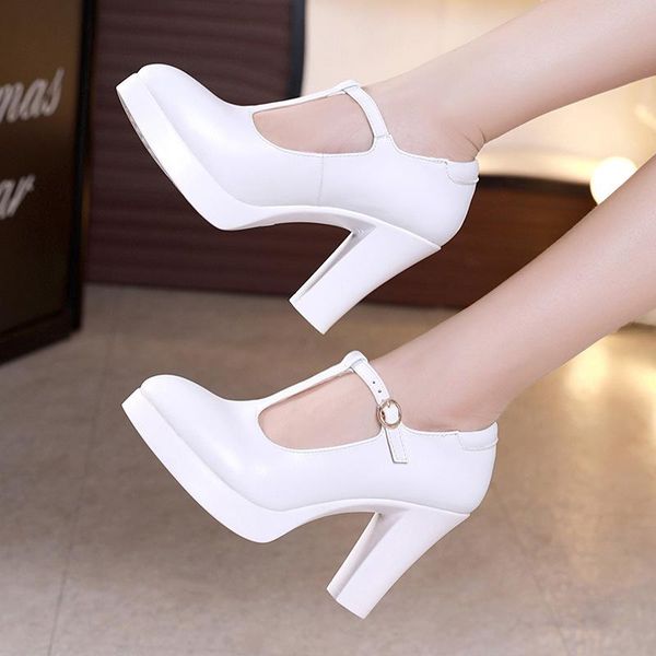 

model cheongsam t platform women's shoes high-heeled female thick with waterproof white comfortable size dress, Black