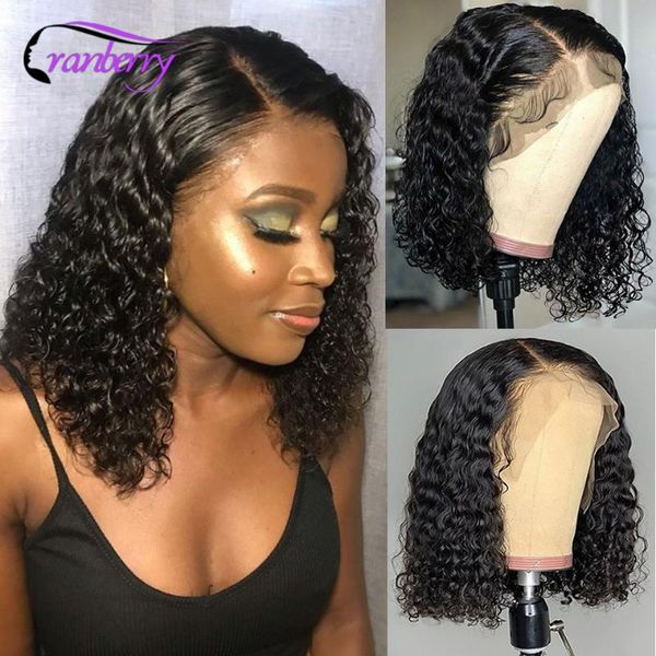 

lace wigs cranberry short curly human hair blunt cut bob wig front pixie, Black;brown