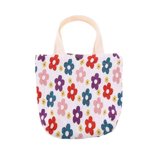 

women's fresh printed wrinkled fabric bento handbag valentine's day gift versitile and fashionable bag holiday storage bags