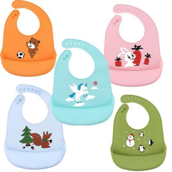 

aprons baby feeding bib toddler cute cartoon soft silicone waterproof bibs children boys girls adjustable eating saliva towel