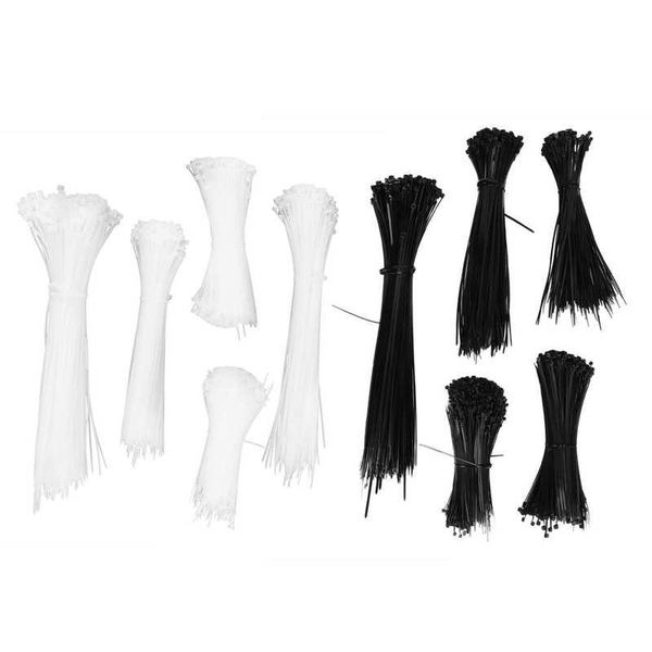 

5pack cable zips ties long super strong nylon cord wrap black/white storage bags