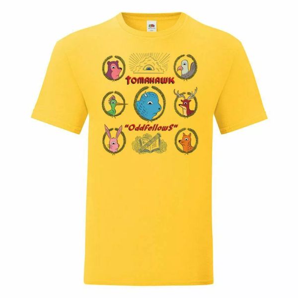 

tomahawk oddfellows yellow mens t ahirt men's rock band cool tee, White;black