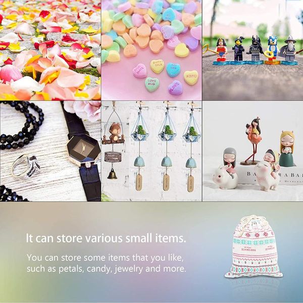 

storage bags 9pc portable linen bag printed cotton and drawstring home bedroom clothing quilt leaves gadgets