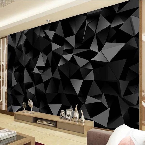 

wallpapers custom po wallpaper mural papel de parede 3d black triangle geometry pattern living room tv background wall murals home decor