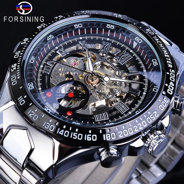 

researching men watches mechanical hand wind movement waterproof skeleton design sports brand luxury male clock, Slivery;brown