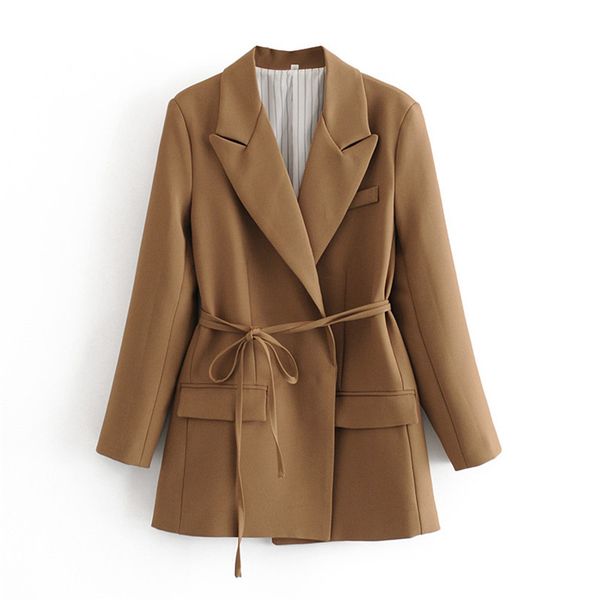 

chic long sleeve women blazer jacket with belt pocket design office ladies casual streetwear female outwear coat 210430, White;black