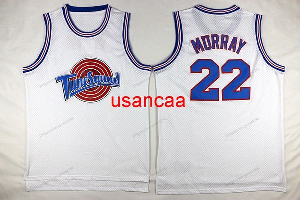 Билл Мюррей №22 Тунальный отряд Space Jam Basketball Jersey Movie Mens Mens's All Shited White Jerseys Size S-xxl