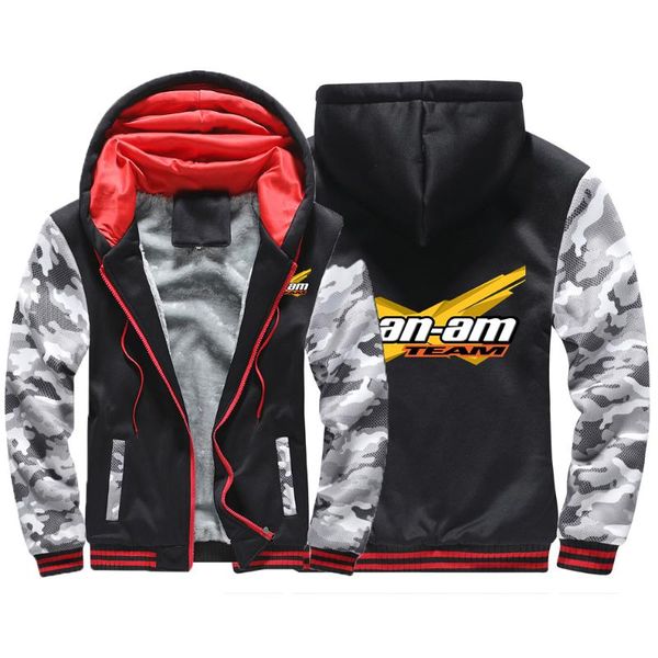 

men's hoodies & sweatshirts 2021 can-am brp logo zipper jackets sweatshirt coat thicken plus cotton comfortable winter outerwear, Black