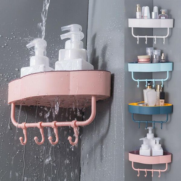 

bathroom storage & organization corner holder shelves triangular shower shelf bath organizer rack suction cup design