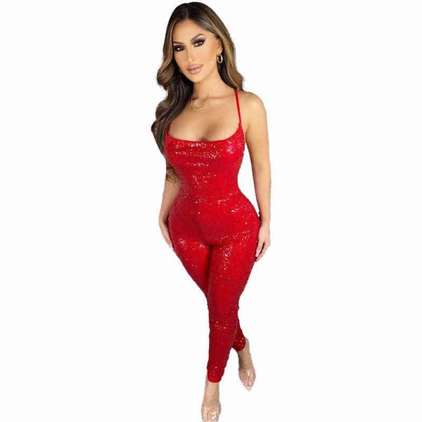 

cy9221 special 2022 spring women's high waist slim fit sequin jumpsuit, Black;white